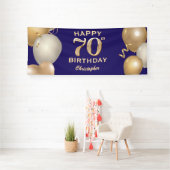70e verjaardag van de marineblauw en goudballonnen spandoek (Insitu)