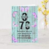 70e verjaardag van de Monogram Boterfly-groet Kaart (Gele Bloem)