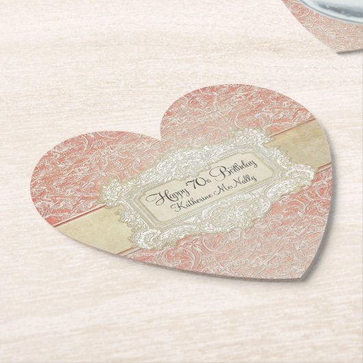 70e verjaardag van de  partij Lace Frans Regency Kartonnen Onderzetters (Gekanteld)