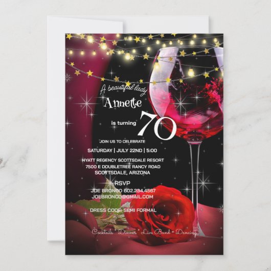 70e verjaardag van de Rode Wijn en het Roos van de (Voorkant)