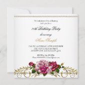 70e verjaardag van de roze roze rozen White Gold Kaart (Achterkant)