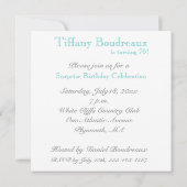 70e verjaardag van de uitnodiging - Aqua (Achterkant)