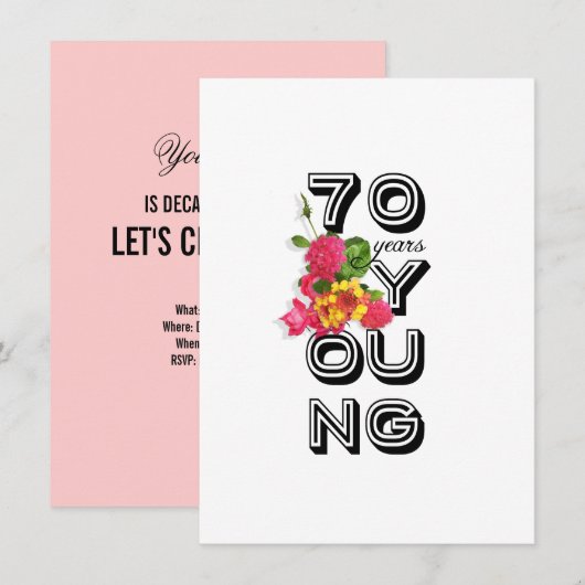 70e verjaardag van de uitnodiging van de Birthday (Voorkant / Achterkant)