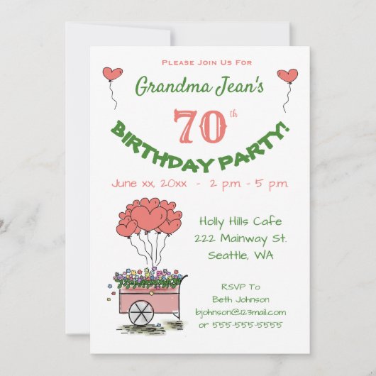 70e verjaardag van de uitnodiging van de Birthday (Voorkant)
