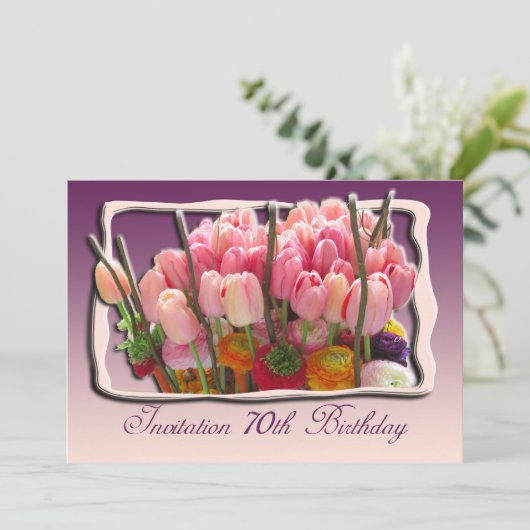 70e verjaardag van de uitnodiging van de Birthday  (Staand voorkant)