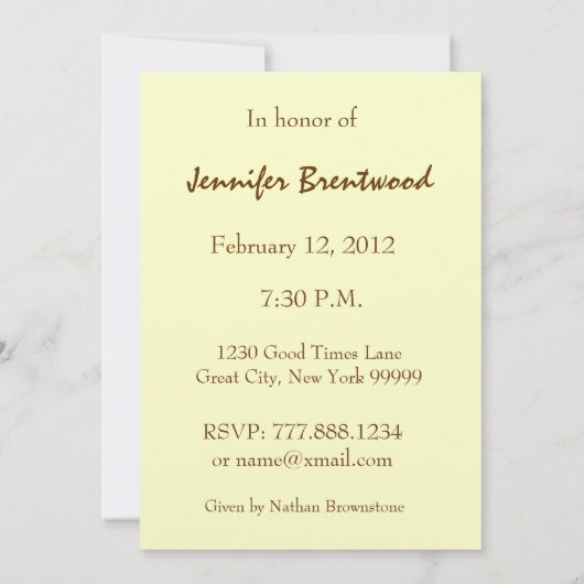 70e verjaardag van de uitnodiging van de partij GO (Achterkant)