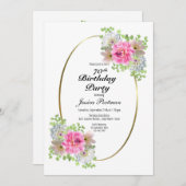 70e verjaardag van de uitnodiging van de roze Gold (Voorkant / Achterkant)