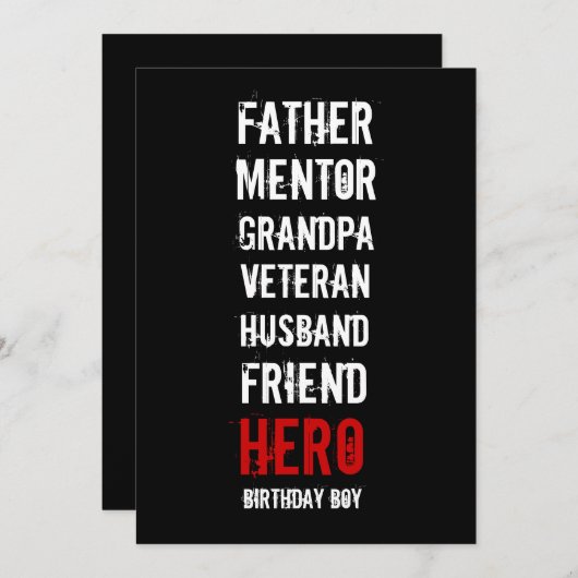 70e verjaardag van de uitnodiging van Hero-partij (Voorkant / Achterkant)