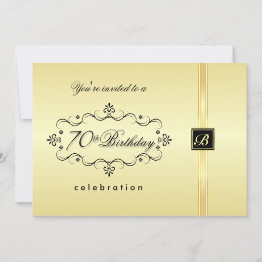 70e verjaardag van de uitnodigingen van het Monogr (Achterkant)