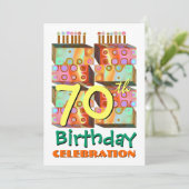 70e verjaardag van de Uitnodigingskaarsen & cadeau Kaart (Staand voorkant)