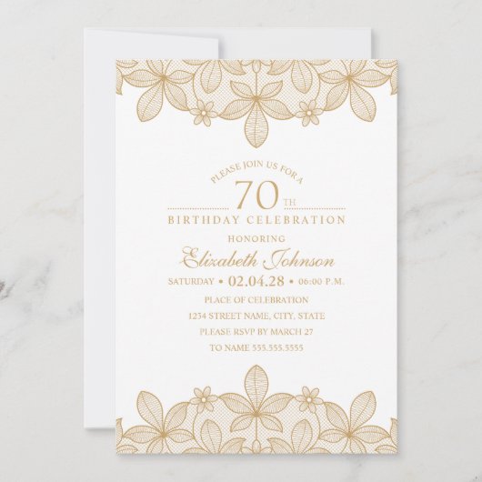 70e verjaardag van de unieke Golden Lace Kaart (Voorkant)