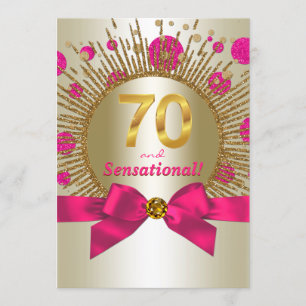 70e verjaardag van de vrouw Fuchsia Gold Kaart