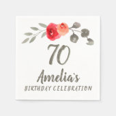 70e verjaardag van de Waterverf Roos van Floral Pa Servet (Voorkant)