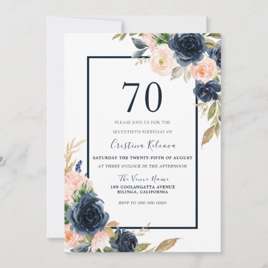 70e verjaardag van de zeemacht en de bloeiende Flo Kaart (Voorkant)