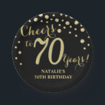 70e verjaardag van de zwarte en gouddiamant papieren bordje<br><div class="desc">70e Bord voor 70e verjaardag van zwart en gouddiamant</div>