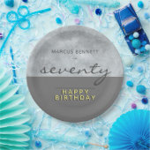 70e verjaardag van Elegant grijs script Papieren Bordje (Feest)