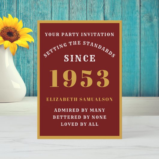 70e verjaardag van Elegant Red Gold Kaart