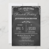 70e verjaardag van het Chalkboard-typografie Kaart (Voorkant)