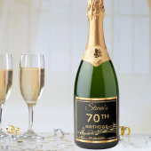 70e verjaardag van het elegante zwart-gouden muzie sparkling wijnetiket