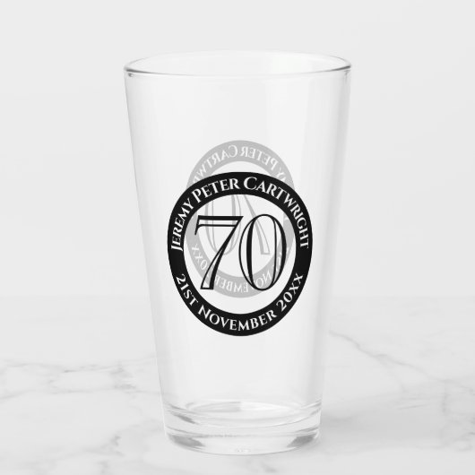 70e verjaardag van het gevierd glas (Achterkant)