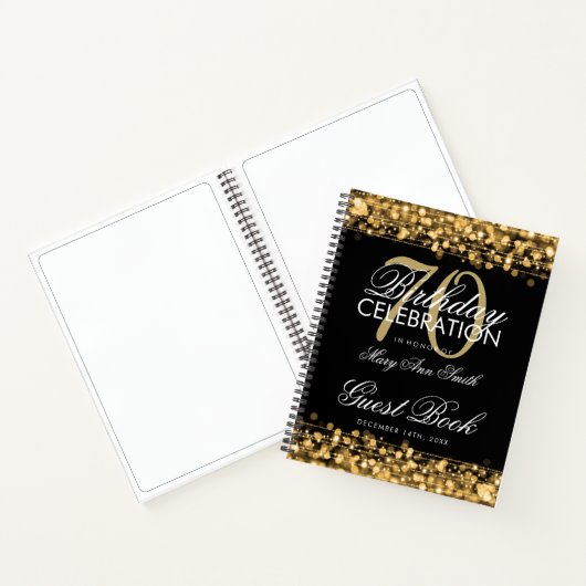 70e verjaardag van het Guestbook Party Sparkles Go Notitieboek (Binnen)