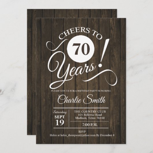 70e verjaardag van het Hout Pattern Kaart (Voorkant / Achterkant)