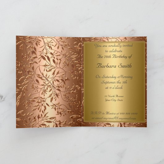 70e verjaardag van het uitnodigingsgoud (Binnen)