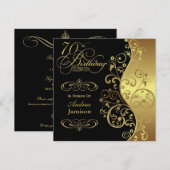 70e verjaardag van het zwarte en goudfeest kaart (Voorkant / Achterkant)