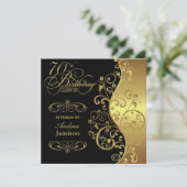 70e verjaardag van het zwarte en goudfeest kaart (Staand voorkant)