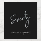 70e verjaardag van het zwarte en Zilveren Zeventig Wijn Etiket (Enkel label)