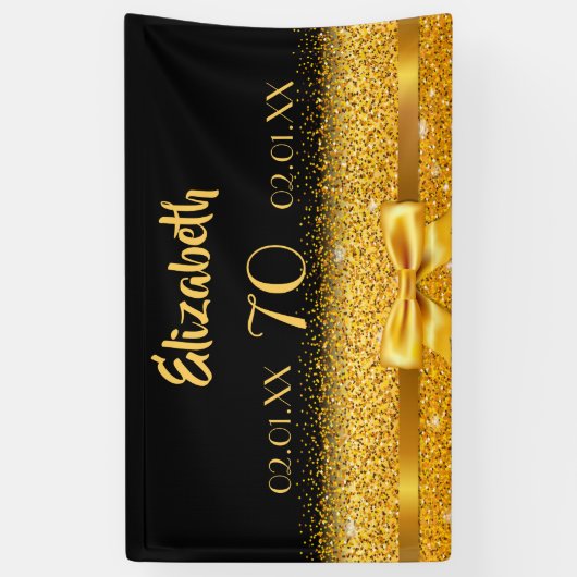 70e verjaardag van het zwarte gouden feest welkom spandoek (Verticaal)