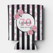 70e verjaardag van roze floralen glazuur blikjeskoeler (Achterkant)