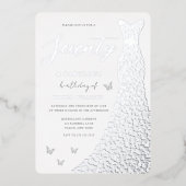 70e verjaardag van Silver Foil Heart Dress Real Folie Uitnodiging (Voorkant)
