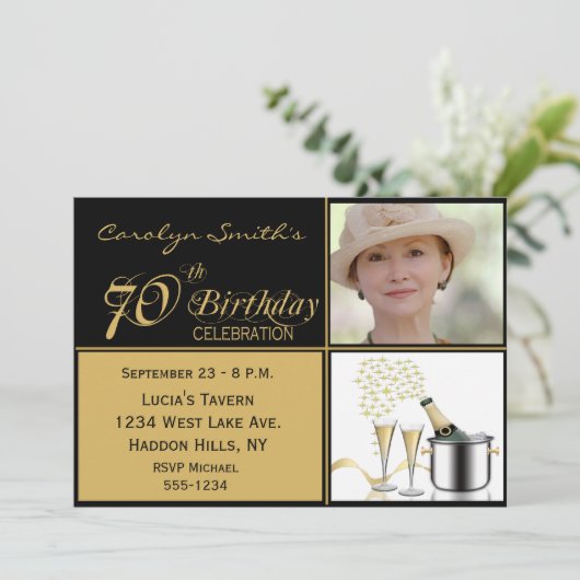 70e verjaardag van uitnodigingen (Staand voorkant)