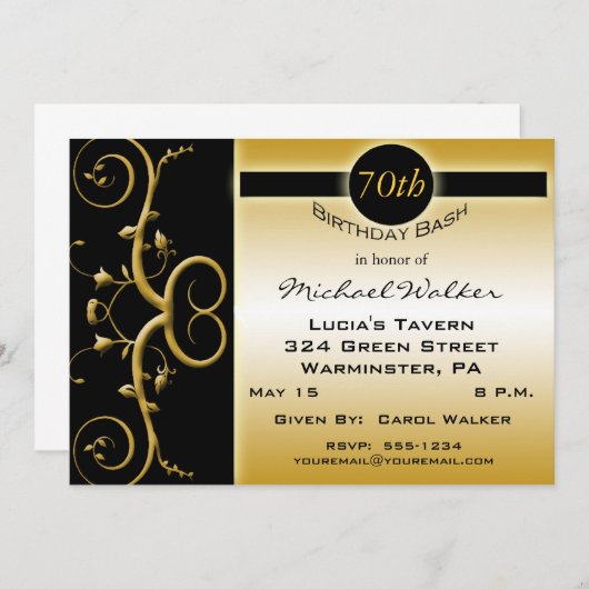 70e verjaardag van uitnodigingen (Voorkant / Achterkant)