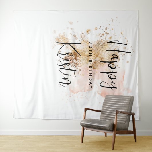 70e verjaardag van Vrouw Foto Booth Backdrop Wandkleed (In Situ (horizontaal))