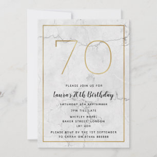 70e verjaardag van White & Gold Marked Invites Kaart