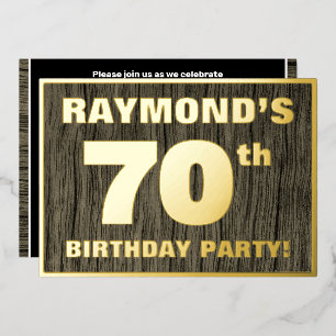 70e verjaardag: Vet, Houtgrijnpatroon Folie Uitnodiging