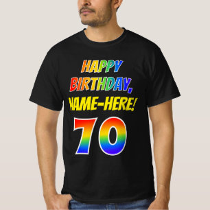 70e verjaardag — Vet, Leuk, Regenboog 70, Aangepas T-shirt