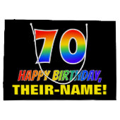 70e verjaardag: Vet, Vun, eenvoudig, Regenboog 70 Groot Cadeauzakje (Achterkant)