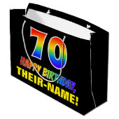 70e verjaardag: Vet, Vun, eenvoudig, Regenboog 70 Groot Cadeauzakje (Achterkant Gekanteld)