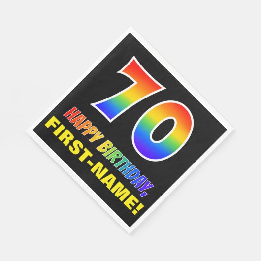 70e verjaardag: Vet, Vun, eenvoudig, Regenboog 70 Servet (Hoek)