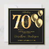 70e verjaardag vieren gouden achterkant Elegant Kaart (Voorkant)