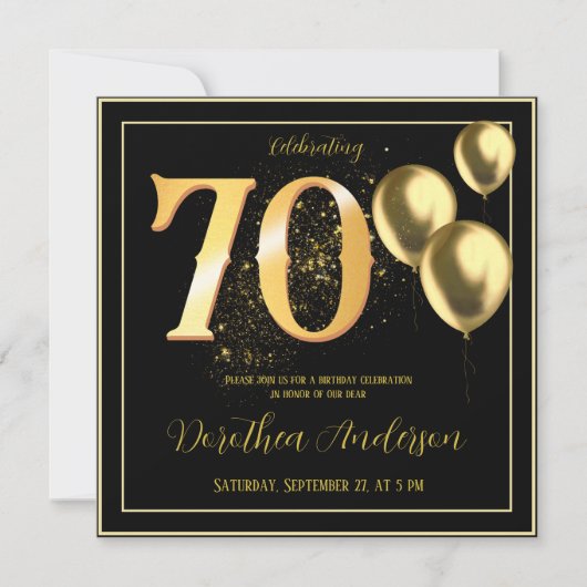 70e verjaardag vieren gouden achterkant Elegant Kaart (Voorkant)