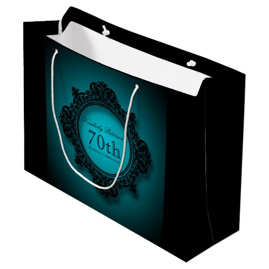 70e verjaardag viering gepersonaliseerde geschenkt groot cadeauzakje (Voorkant Gekanteld)