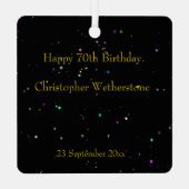 70e verjaardag viering zwart metalen ornament (Achterkant)