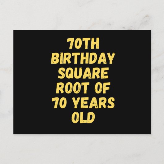 70e verjaardag vierkantswortel van 70 jaar oud briefkaart (Voorkant)