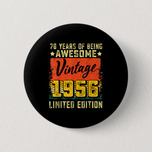 70e verjaardag vintage 1956 70 jaar oud decoratie ronde button 5,7 cm