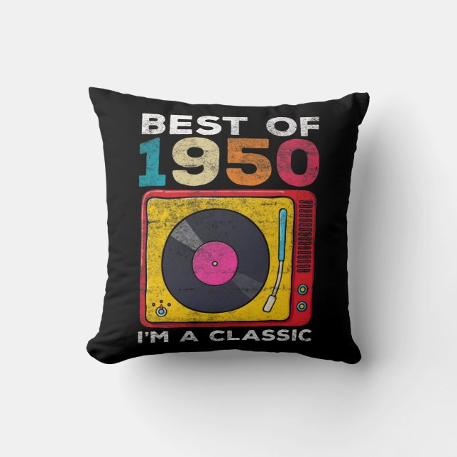  70e verjaardag Vinyls 1950 Geboren op 70-jarige l Kussen (Voorkant)