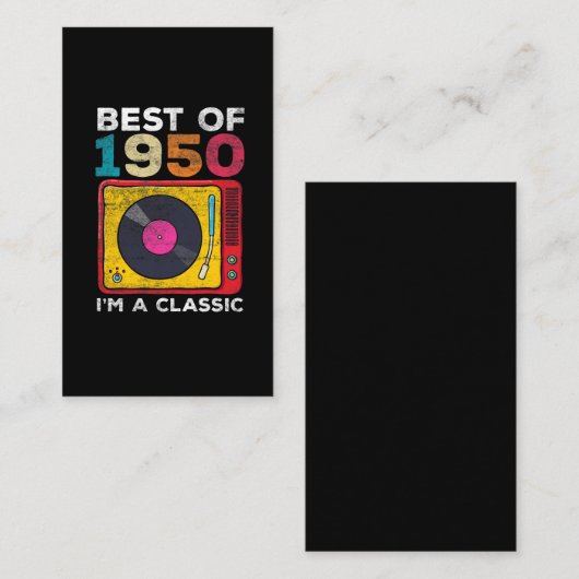  70e verjaardag Vinyls 1950 Geboren op 70-jarige l Visitekaartje (Voorkant / Achterkant)